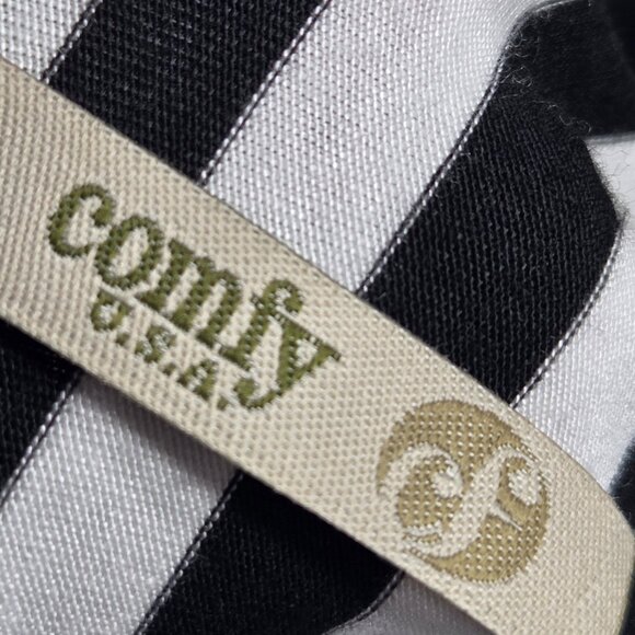 Comfy U.S.A. Black & White Striped 3/4 Sleeve Tie Front Hem Shrug Size Medium - Picture 5 of 8